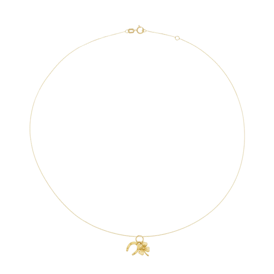 Collier en or jaune, trefle et fer à cheval 