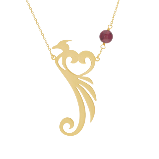 Collier en or jaune et grenat, phénix