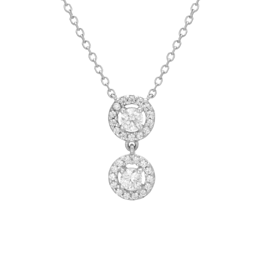 Collier en or gris et oxydes de zirconium