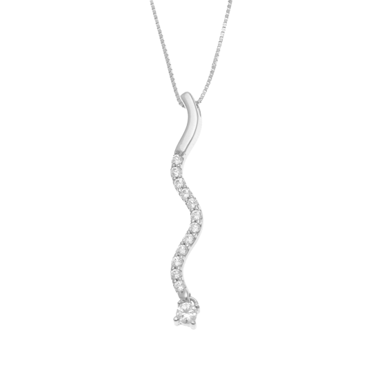 Collier en or gris et oxydes de zirconium