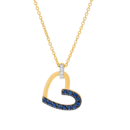Collier en or jaune et rhodié, saphirs et diamants