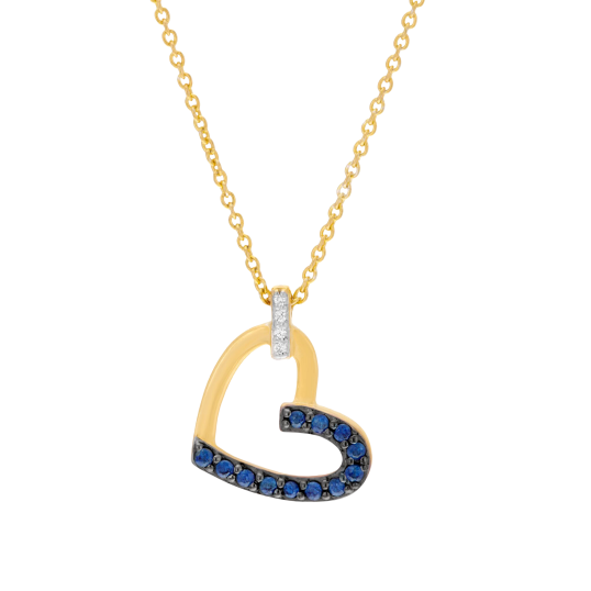 Collier en or jaune et rhodié, saphirs et diamants