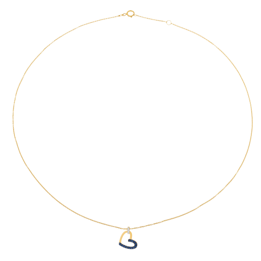 Collier en or jaune et rhodié, saphirs et diamants