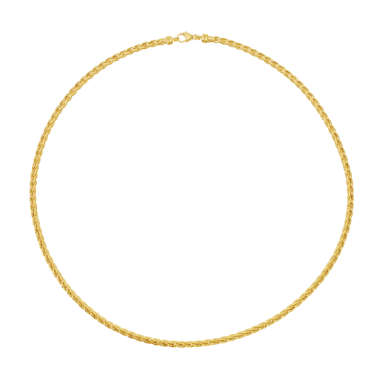 Collier en or jaune, maille palmier plat