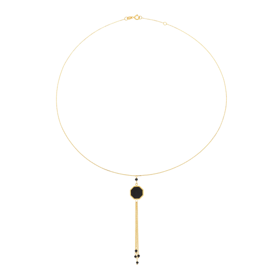 Collier en or jaune, onyx et spinelles