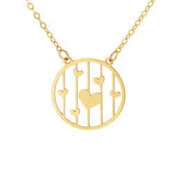 Collier en or jaune, coeurs