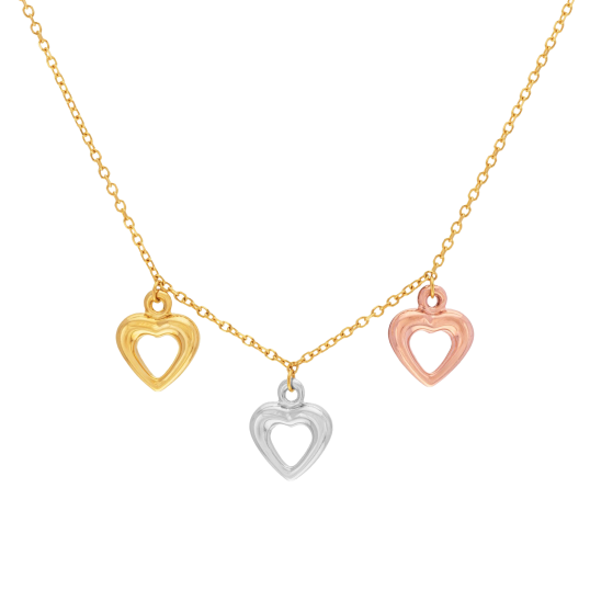 Collier en 3 ors, coeur