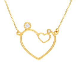 Collier en or jaune et oxydes de zirconium, coeur