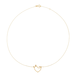 Collier en or jaune et oxydes de zirconium, coeur