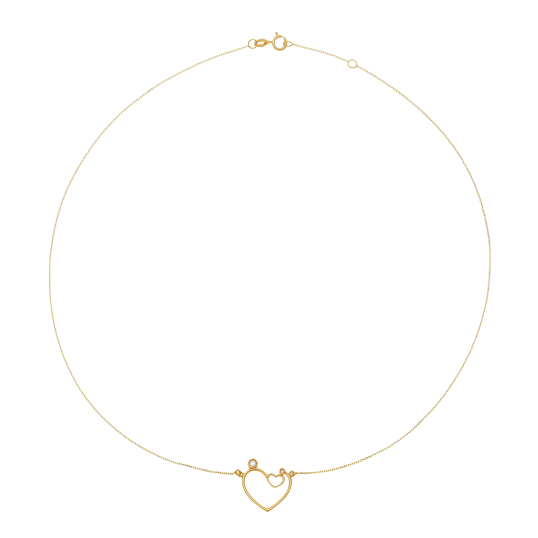 Collier en or jaune et oxydes de zirconium, coeur