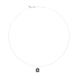 Collier en or gris et rhodié, aigue-marine, saphirs et diamants