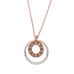 Collier en or rose et rhodié, diamants blancs et diamants bruns