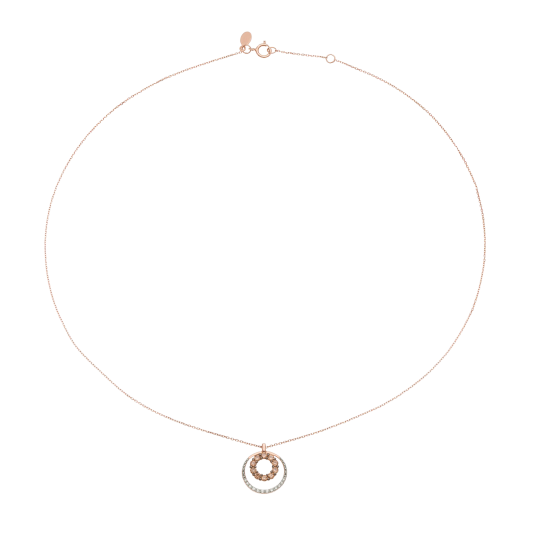 Collier en or rose et rhodié, diamants blancs et diamants bruns