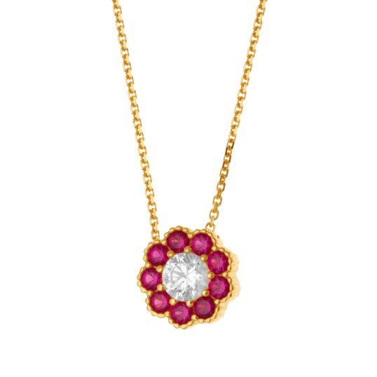 Collier en or jaune et oxydes de zirconium