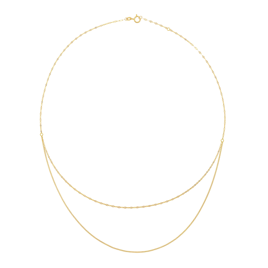 Collier en or jaune, double chaîne