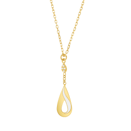 Collier en or jaune, oxydes de zirconium et laque 