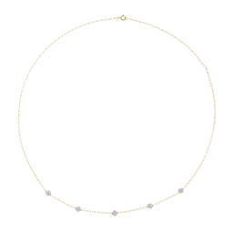 Collier en or jaune, boules en résine et cristaux de synthèse 