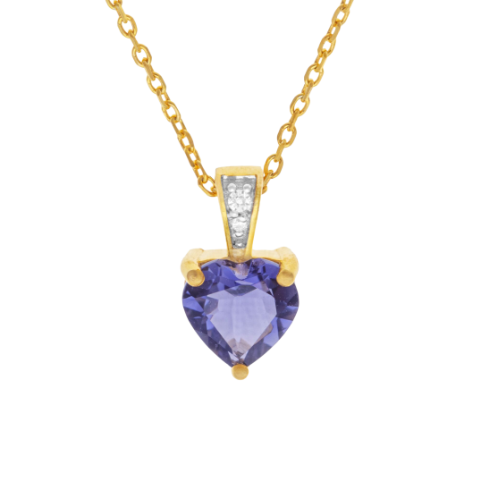 Collier en or jaune et rhodié, cordiérite et diamants