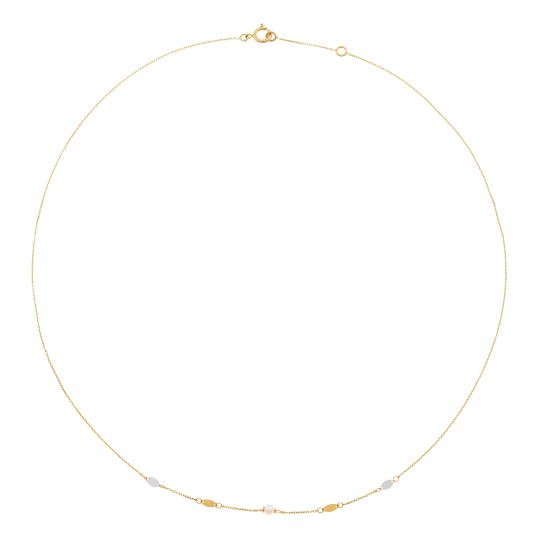 Collier en or jaune et rhodié, perle de culture
