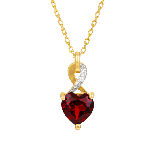 Collier en or jaune et rhodié, grenat et diamants