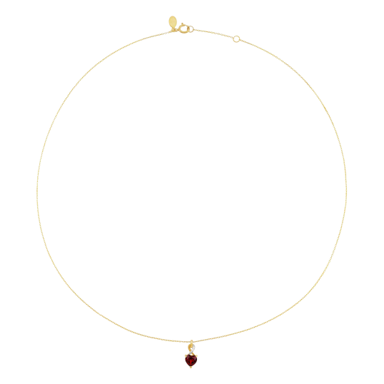 Collier en or jaune et rhodié, grenat et diamants