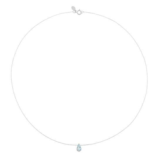 Collier en or gris, aigue marine et diamants