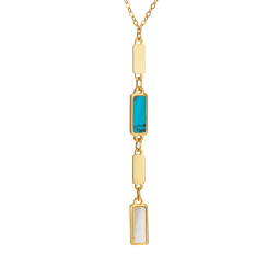 Collier en or jaune, nacre et pierre synthétique