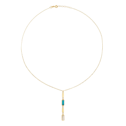 Collier en or jaune, nacre et pierre synthétique