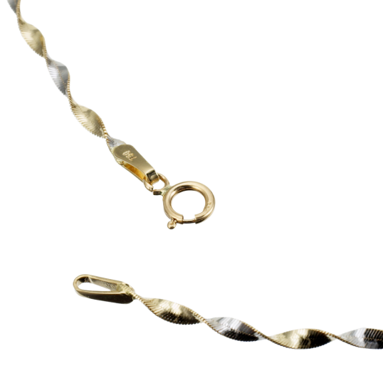 Collier 2 ors, maille torsadée