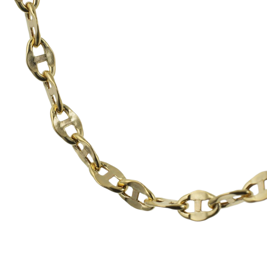 Chaine en or jaune, maille marine arrondie