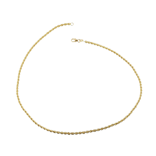 Collier en or jaune, maille corde