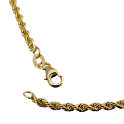 Collier en or jaune, maille corde