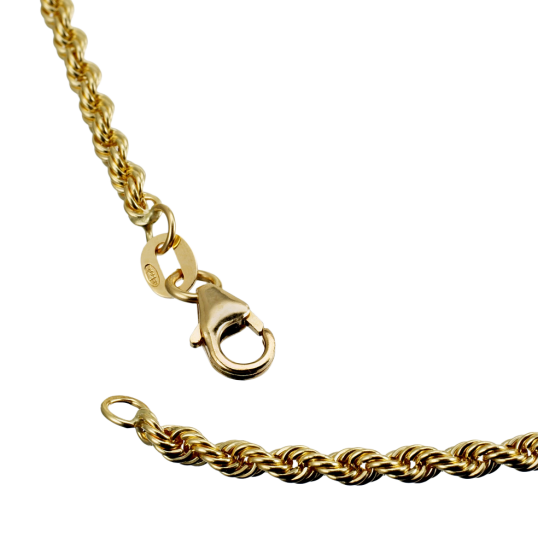 Collier en or jaune, maille corde