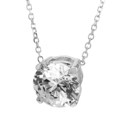 Collier en or gris, oxyde de zirconium