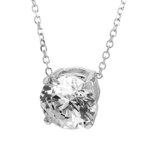 Collier en or gris, oxyde de zirconium