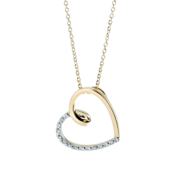 Collier or jaune coeur rhodie diamants