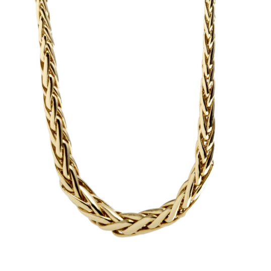 Collier en or jaune, maille palmier chute centre 5 mm