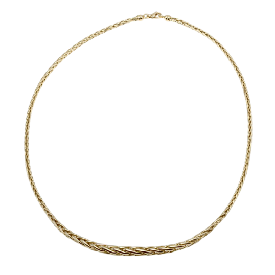 Collier en or jaune, maille palmier chute centre 5 mm