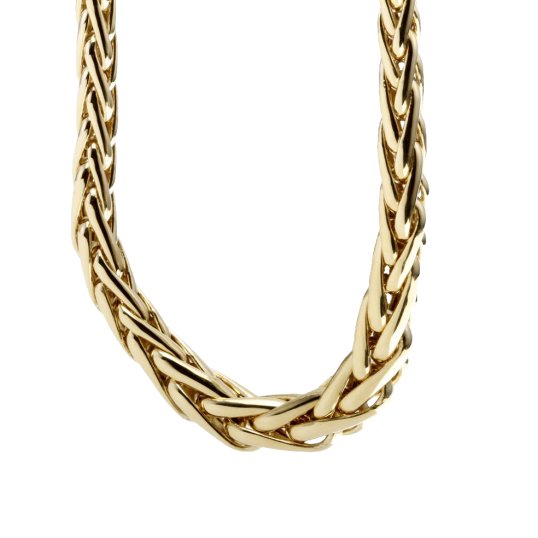 Collier en or jaune, maille palmier chute centre 6 mm Collier en or jaune, maille palmier chute centre 6 mm