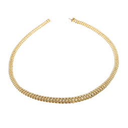 Collier en or jaune, maille  americaine chute centre 11.2 mm - 11.6 mm