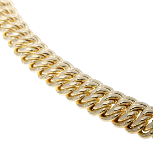 Collier en or jaune, maille  americaine chute centre 11.2 mm - 11.6 mm Collier en or jaune, maille  americaine chute centre 11.2 mm - 11.6 mm