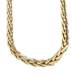Collier en or jaune, maille  palmier chute centre 7 mm