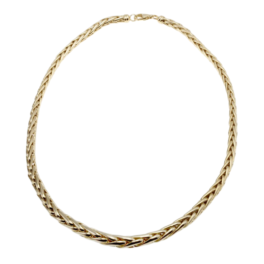 Collier en or jaune, maille  palmier chute centre 9 mm