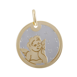 Médaille en or jaune et acier, ange