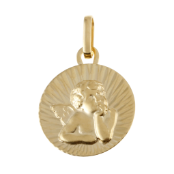 Médaille en or jaune, ange soleil