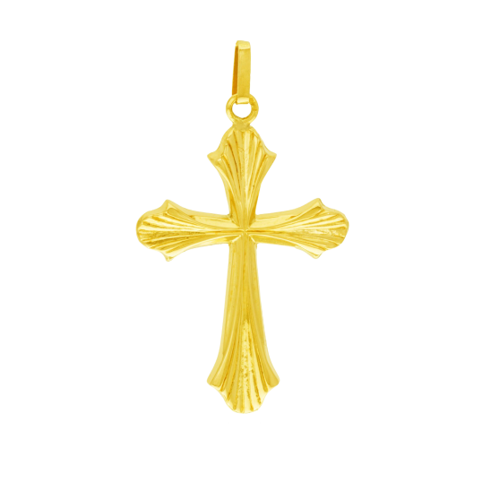 Croix en or jaune, striée