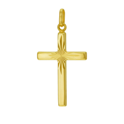Croix en or jaune, lapidée
