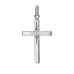 Croix en or gris, lapidée