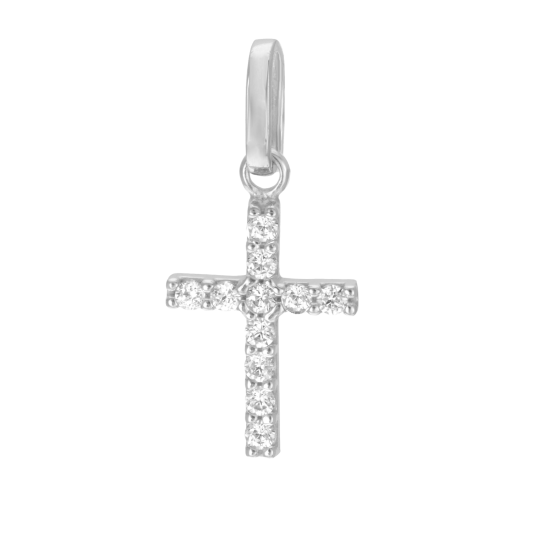 Croix en or gris et oxydes de zirconium