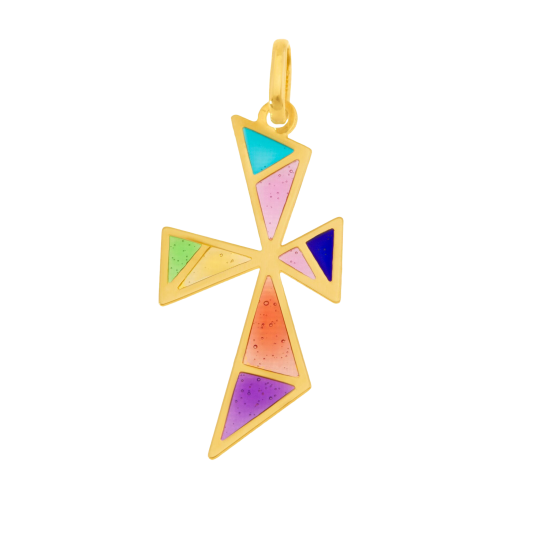 Croix en or jaune et laque